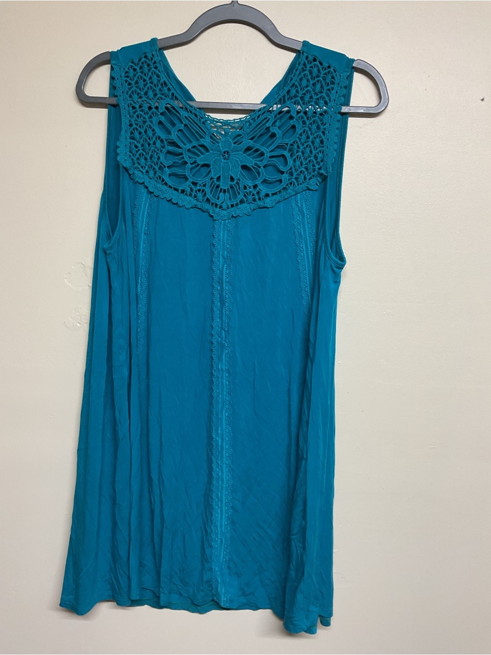 torrid Teal Crochet Yoke Tank